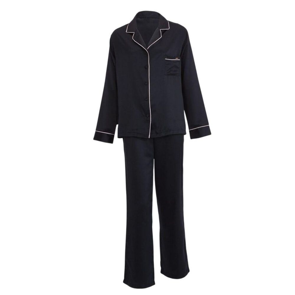 Bluebella Womens/Ladies Satin Long Pyjama Set / Black/Pink
